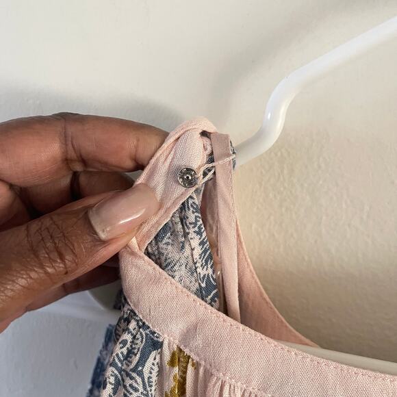 Free People Portobello Road Mini Dress Womens XS Blue Boho Chic Casual Feminine - Picture 5 of 9